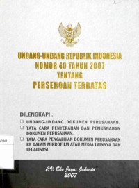 Undang-Undang Republik Indonesia Nomor 4 Tahun 2007 Tentang Perseroan Terbatas