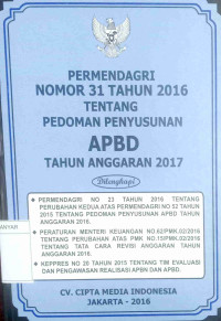 PERMENDAGRI NOMOR 31 TAHUN 2016 TENTANG PEDOMAN PENYUSUNAN APBD TAHUN ANGGARAN 2017